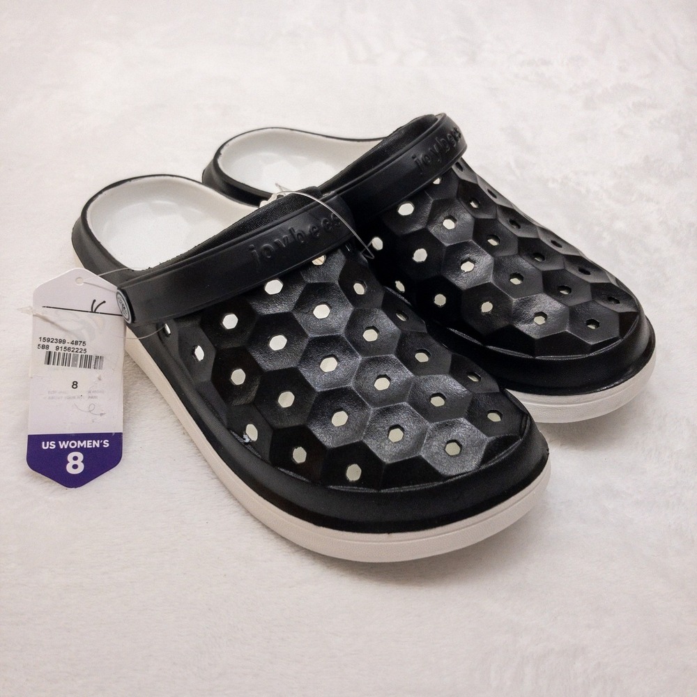 Joybees Varsity Clog Womens 8 Black Two‎ Tone Honeycomb Perforated Comfort Mules